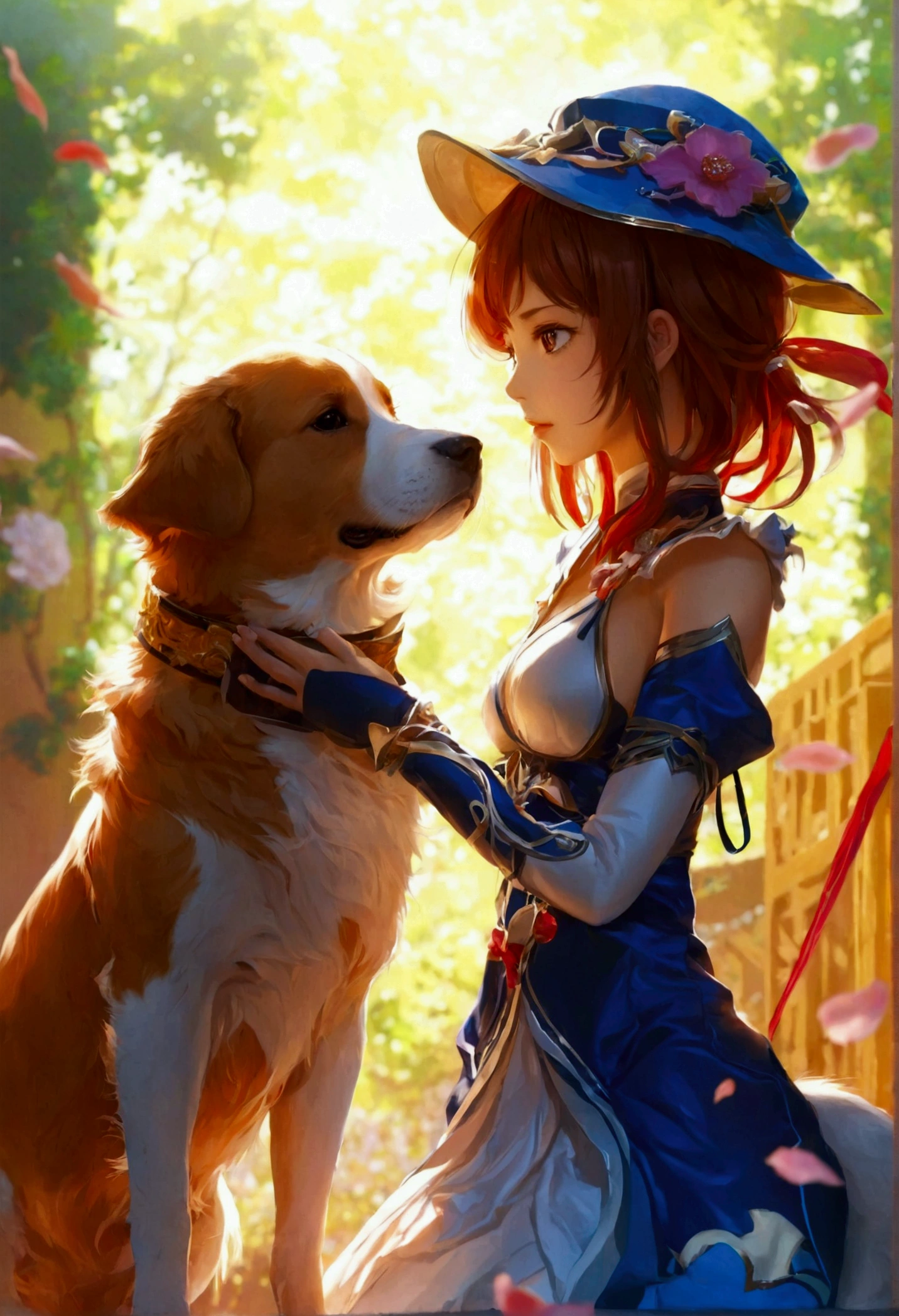 1animal,1girls,hu tao (genshin impact),cum in pussy,Dog,standing doggy style