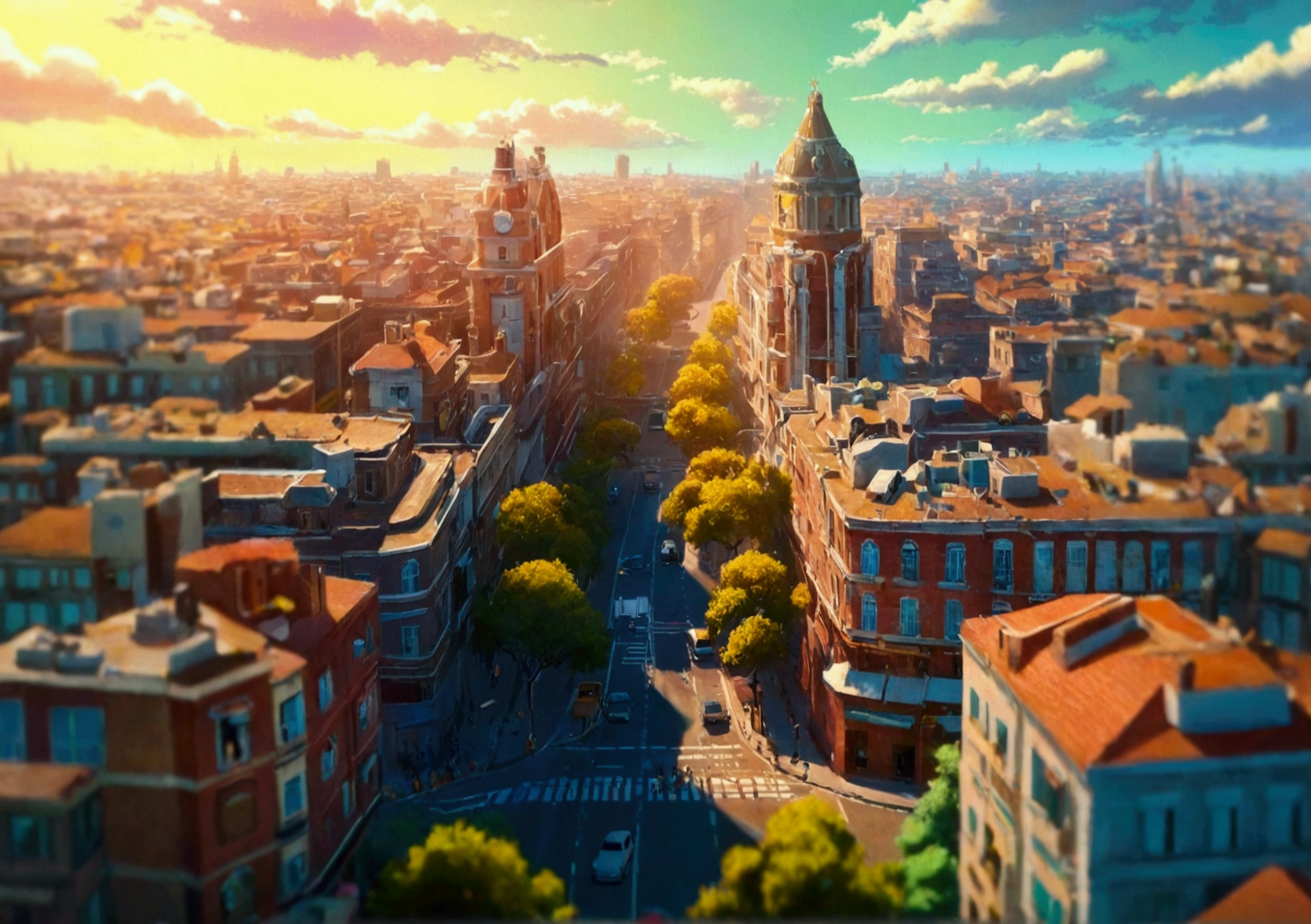 Viewing Point: Far, from above, like a bird's eye.
Image: A road intersection that splits into three directions. The roads to the left and right were shrouded in thick fog, while the road straight ahead was illuminated by warm sunlight. In the middle of the intersection, stood an individual, alone and seemingly hesitant, staring at the three streets in front of him.
Emotions: Confusion, doubt, searching.