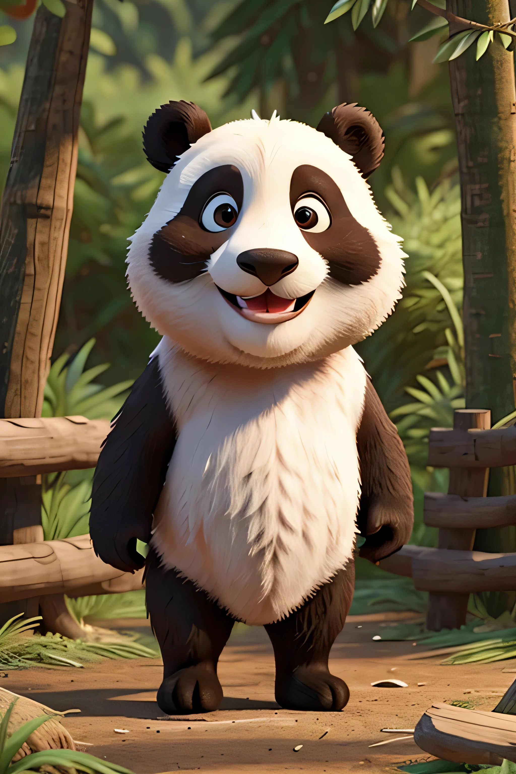 Panda standing with mouth open