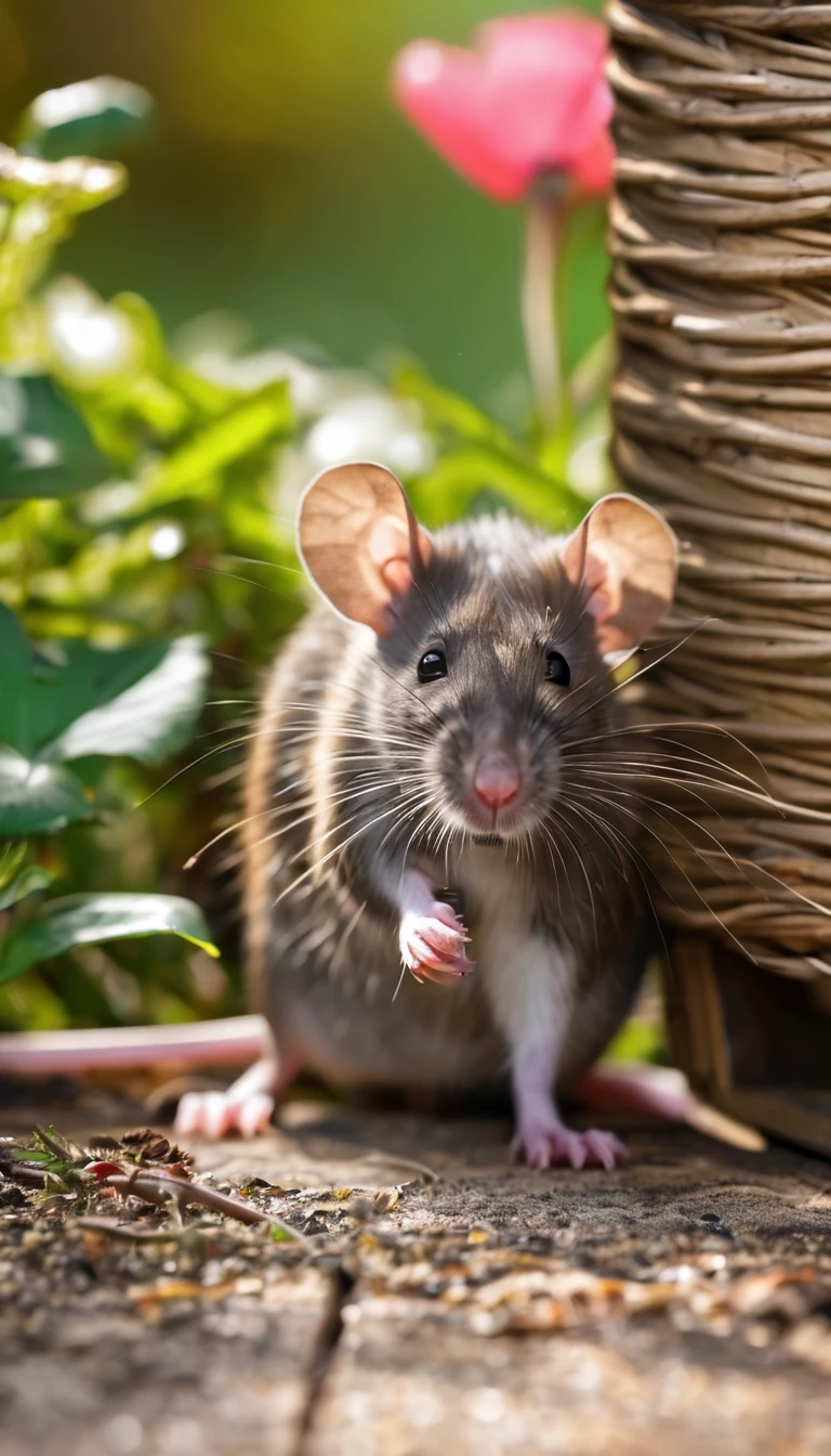 Un jolie rat dans un jardin
