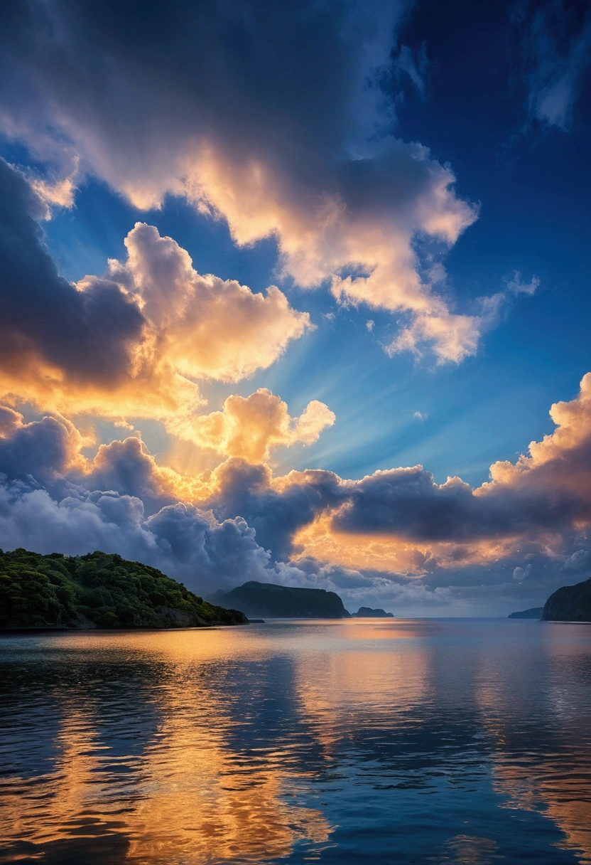 "Surrounded by clouds,Beautiful and flowing painting,Delicately painted landscapes,Thin clouds float on the water,It's like a fairy tale。A hazy light penetrates the clouds,Creates stunning light and shadow effects。The photo shows a sea of clouds,The approaching scenery is fascinating。"