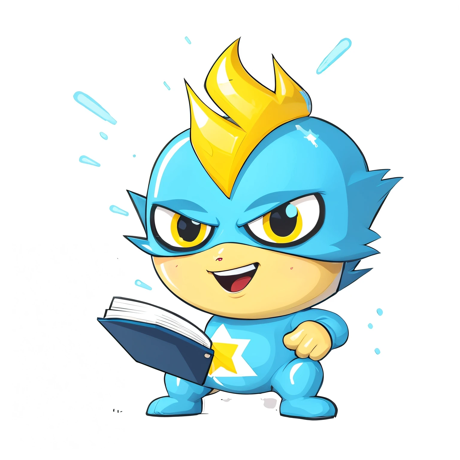 Dress up this cartoon character,Carrying technology on your fingers,The eyes do not change,Generate 4 graphs