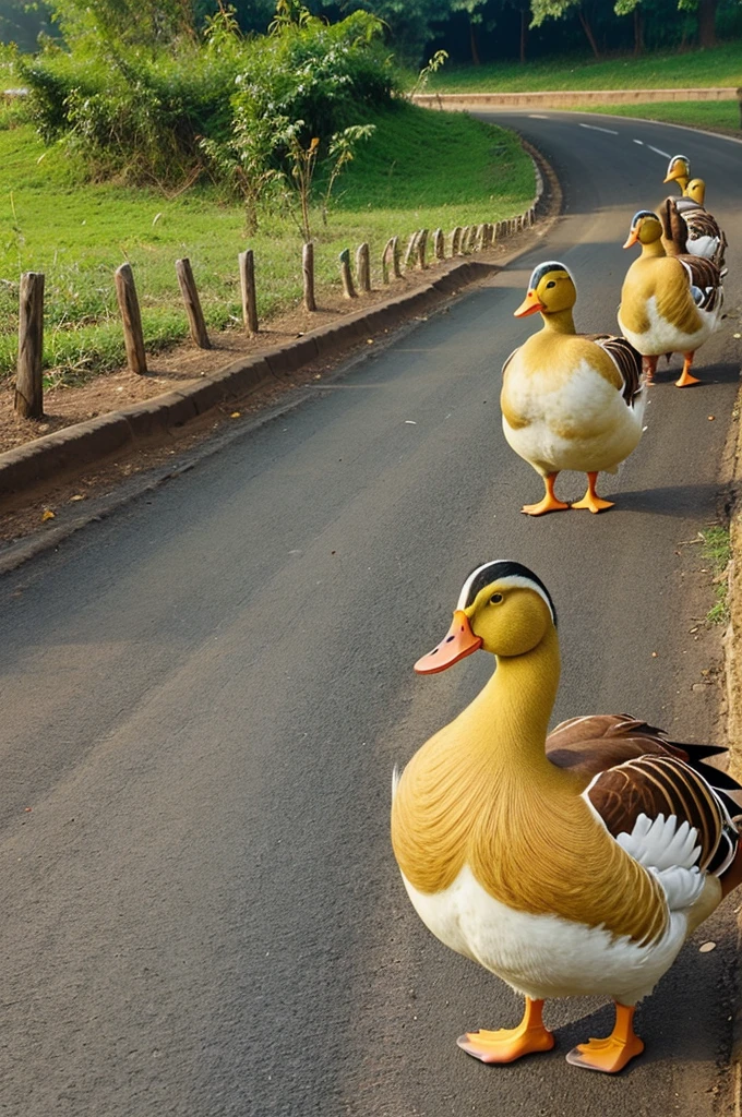 Ugata Suraj ke samne talaab me duck aur road pe murga