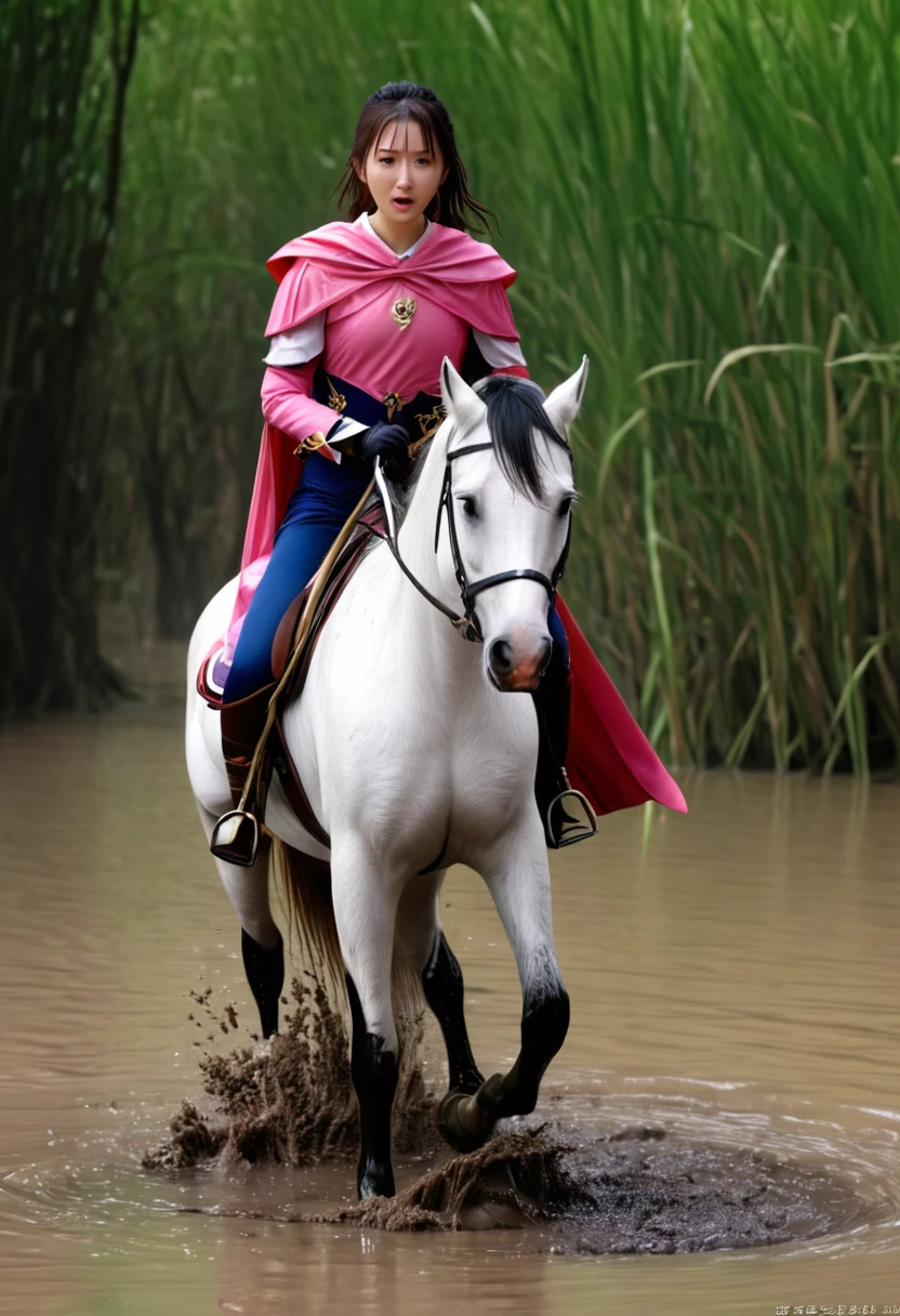 (((masterpiece))),(((Highest quality))),((Tabletop:1.4, Highest quality)), (Realな写真:1.4),
((1 cute girl knight)),rodeo,horse standing,Surprised face,stumble,aggressive,slouch,horse standing, prancing horse in pitfall,cute,Napoléon horse sliped in pitfall,in the pitfall,
(超High resolution:1.2),, wonderful, Very detailed CG Unity 8k wallpaper, Very detailed, High resolution,fat horse ridden by japanese girl,Plump,Double,Pink armor and cape,Soaking in the swamp,Mud Splash,
Soft Light, Beautiful detailed girl, Droopy eyes,Very detailedな目と顔, Beautiful and exquisite nose, Beautiful and exquisite, horse ridden by a girl can't stand up because its drowned in the sticky muddy pitfall:10.0 ,Displeased face:4.0,Real,Stir,Anatomically correct,action horse riding scene while struggle fighting