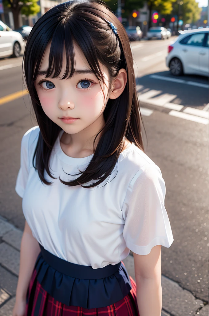 ((SFW: 1.4)), (SFW, Long Hair, side lock hair, 1 Girl)), Ultra-high resolution, (Realistic: 1.4), RAW Photos, Highest quality, (PhotoRealistic Stick), concentrated, Soft Light, (()), ((Japanese)), (( (Young Face))), (surface), (Depth of written boundary), masterpiece, (Realistic), woman, bangs, ((1 Girl)),Anatomically correct,,Pleated skirt,mini skirt,

