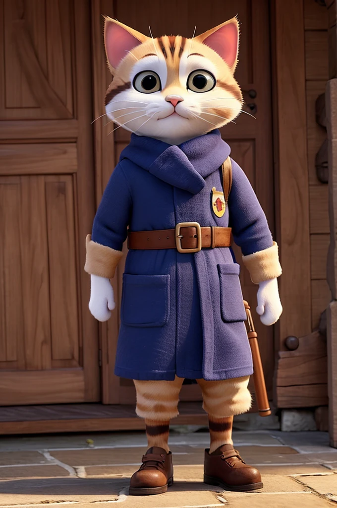 Cat dressed as a guard with closed eyes 