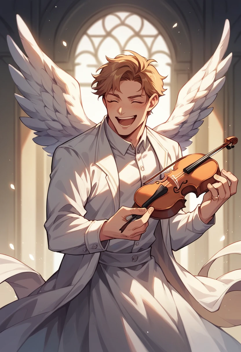 Laughing Male Angel,god々Beautiful Angel Ring,have a violin