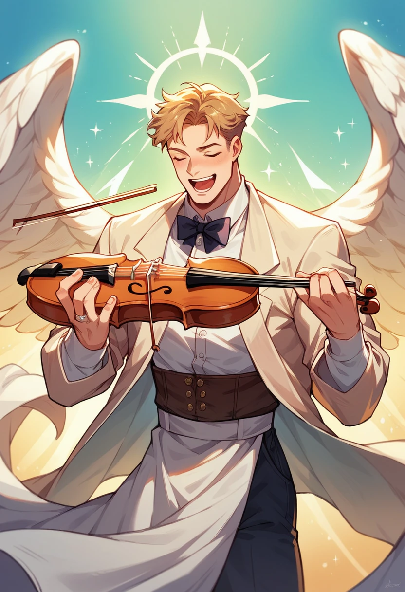 Laughing Male Angel,god々Beautiful Angel Ring,have a violin