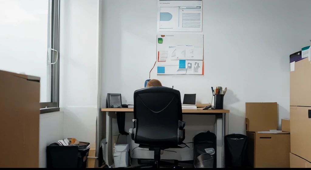 A simple office place, usually where HR talks to employee who makes mistakes. But it must face the camera and a shows the whole room. Must face front