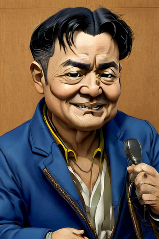 ((KE, Super Hi-Res, Top Quality, Masterpiece: 1.2)) Portrait of Japanese comedian Hiroya Yamazaki, overalls work clothes, home based face, square face, very narrow eyes, single eye, short hair, no beard, 50 year old Japanese, middle aged Asian, drunk, dirty, large head, large face, no beard, headshot portrait, midshot portrait, work clothes, Asian eyes, small eyes, narrow forehead Large face, beardless face, headshot portrait, mid shot portrait, work clothes, Asian eyes, small eyes, narrow forehead, factory in town