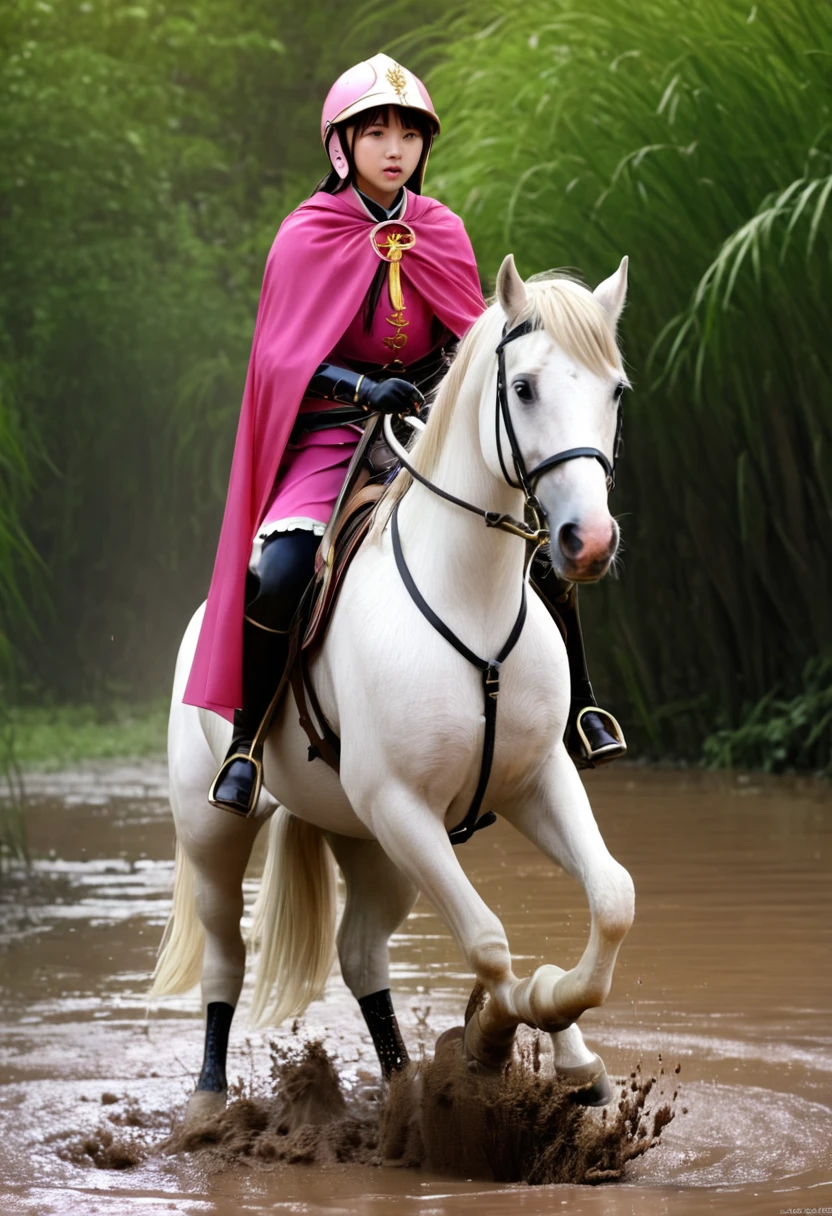 (((masterpiece))),(((Highest quality))),((Tabletop:1.4, Highest quality)), (Realな写真:1.4),
((1 cute girl knight)),rodeo,horse standing,Surprised face,stumble,aggressive,slouch,horse standing, prancing horse in pitfall,cute,Napoléon horse sliped in pitfall,in the pitfall,Uplifting,Naughty,
(超High resolution:1.2),, wonderful, Very detailed CG Unity 8k wallpaper, Very detailed, High resolution,fat horse ridden by japanese girl,Plump,Double,Pink armor and cape,Soaking in the swamp,Mud Splash,
Soft Light, Beautiful detailed girl, Droopy eyes,Very detailedな目と顔, Beautiful and exquisite nose, Beautiful and exquisite, horse ridden by a girl can't stand up because its drowned in the sticky muddy pitfall:10.0 ,Displeased face:4.0,Real,Stir,Anatomically correct,action horse riding scene while struggle fighting