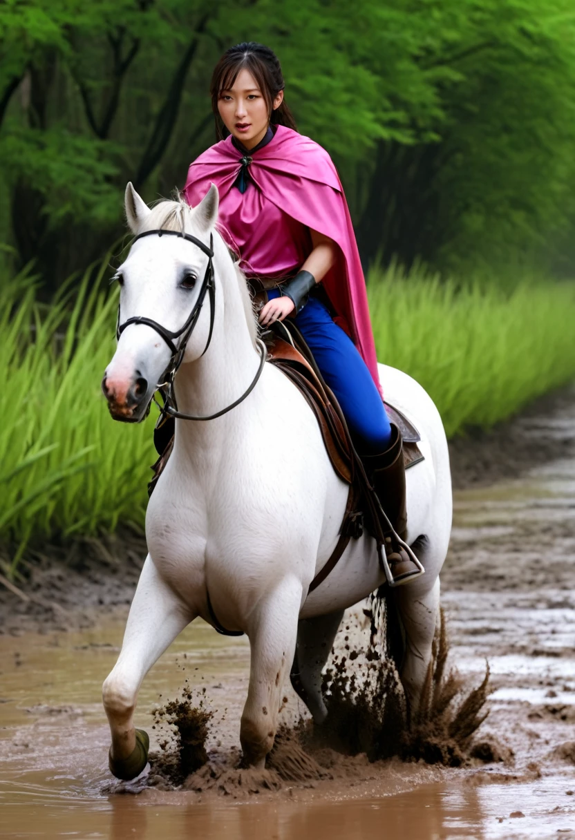 (((masterpiece))),(((Highest quality))),((Tabletop:1.4, Highest quality)), (Realな写真:1.4), in the muddy river,
((1 cute girl knight)),rodeo,horse standing,Surprised face,stumble,aggressive,slouch,horse standing, prancing horse in pitfall,cute,Napoléon horse sliped in pitfall,in the pitfall,Uplifting,Naughty,
(超High resolution:1.2),, wonderful, Very detailed CG Unity 8k wallpaper, Very detailed, High resolution,fat horse ridden by japanese girl,Plump,Double,Pink armor and cape,Soaking in the swamp,Mud Splash,
Soft Light, Beautiful detailed girl, Droopy eyes,Very detailedな目と顔, Beautiful and exquisite nose, Beautiful and exquisite, horse ridden by a girl can't stand up because its drowned in the sticky muddy pitfall:10.0 ,Displeased face:4.0,Real,Stir,Anatomically correct,action horse riding scene while struggle fighting
