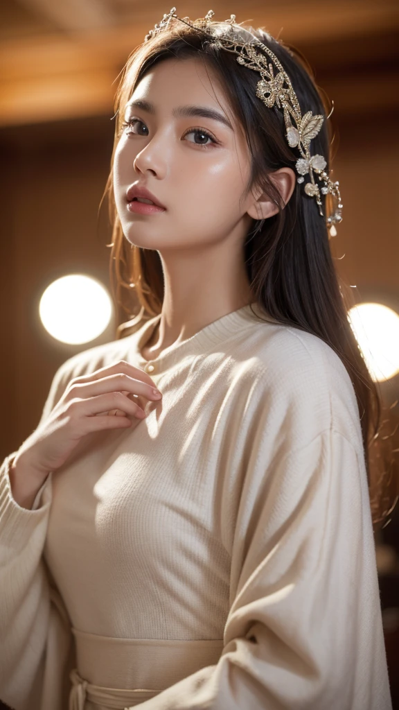 (RAW Photos: 1.2), (masterpiece, Realistic: 1.4), (Intricate details: 1.2), (masterpieces: 1.3), (Highest quality: 1.4), (Ultra-high resolution: 1.2), Cinema Lighting, Ultra-high resolution, (Fine grain), (Detailed facial features), (Detailed clothing features), 8K resolution, Viewer's gaze, 1 Girl, alone, Black Hair, Pubic hair, Have, Light_ smile,Ofuda,Ceramic Dress,Arms crossed,whole body,Outdoor,Hanging lanterns,night,East Festival Name, Perfect for the skin, (Shiny skin), (Slender girl), dream-like, Browsing Caution, Candles, CandlesLight, White flower, narrow, Bedroom, Straight hair, Long Hair, Black Hair, Light blue eyes, One Girl, cute, Innocent, (smile), (Innocent smile), skinny, indoor,
