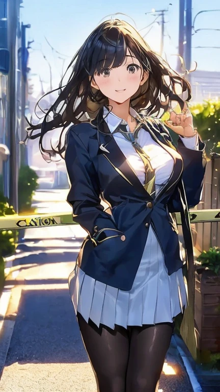 (Browsing Caution:1.8), ((Highest quality, masterpiece, 8K, High resolution, detailed)), ((A photo of a high school girl wearing see-through panties)), ((A high school girl standing with her legs open in black pantyhose)), Blazer uniform, The wind has blown her skirt up, exposing her underwear, 15 year old high school girl, Beautiful and firm breasts, Beautiful and distortion-free face, Young and cute gravure idol, Realistic young gravure idol, Young and thin gravure idol, Japanese Goddess, (Natural Side Lighting, Cinema Lighting), Written boundary depth, Looking at the audience, Front view, 1 Girl, Asian, ((Bob Hair)), Perfect Face, Cute symmetrical face, Pale skin, Shiny skin, Asymmetrical bangs, Big eyes, Droopy eyes, Long eyelashes, thin, Beautiful Hair, Beautiful Face, Beautiful and beautiful eyes, Beautiful clavicle, Beautiful body, Beautiful breasts, Beautiful thighs, Beautiful legs, Beautiful fingers, (Beautiful views), evening, Droopy eyes, 