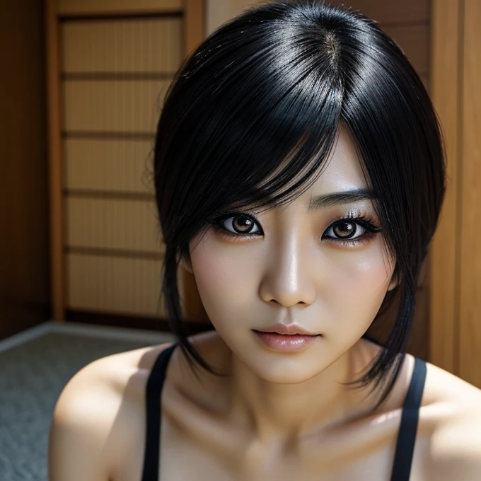 1 japanese woman, Asian eyes, pretty face, 30 years old, Ultra detailed face and eyes, hyperrealistic, realistic representation, full body view, Visual kei Style 