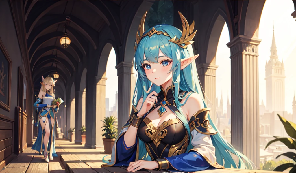 ((best quality)), ((masterpiece)), (detailed), 1girl, Mystical Elf Woman,Taking a break from adventure,Very attractive,She is a very beautiful and healing woman.。