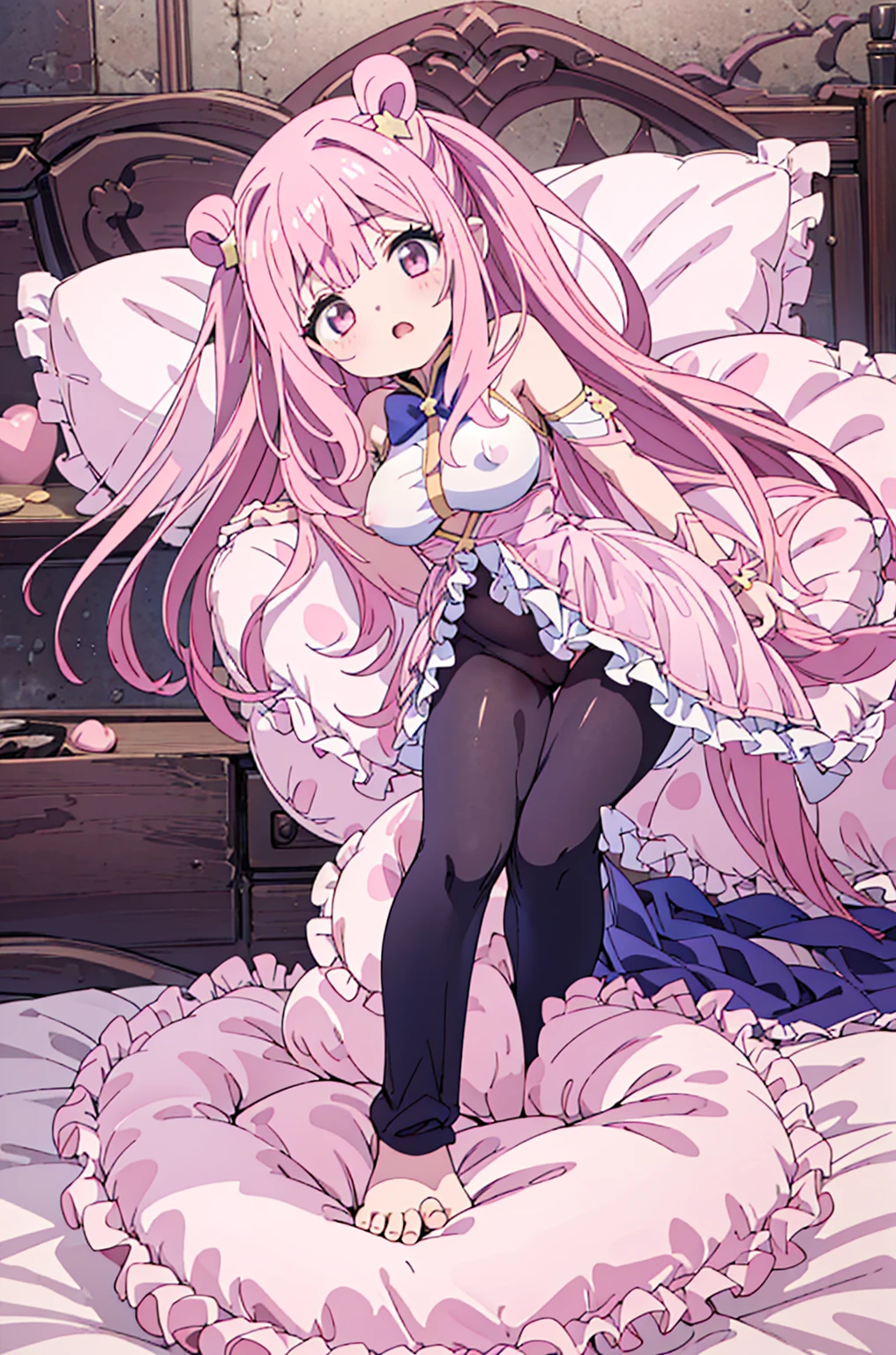 (best quality, masterpiece),full body, 1 girl, solo, mine ,nsfw, details, (Light and shadow oxtail , Cute girl posing on pillow ,steam, pillow humping,(pillow ride), masturbation, pillow straddling, crotch rub, hump,open mouth , kneeling,(Steaming hot),(pillow), (((pink hair))),