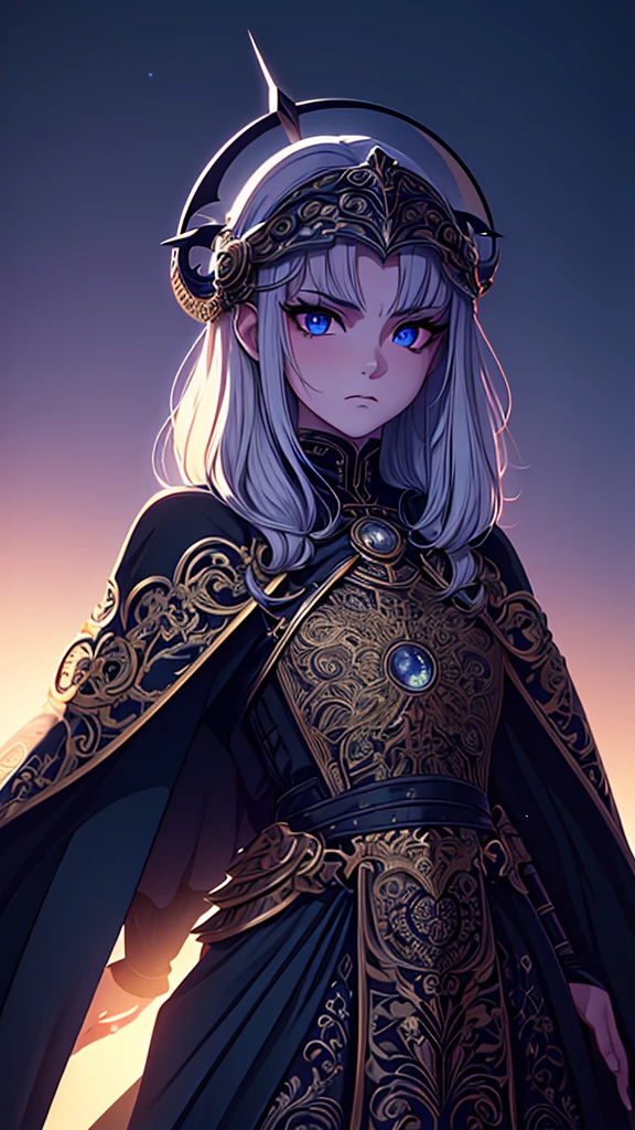 ((best quality)), ((masterpiece)), (detailed), une fille, visage parfait, Longhaire, ((golden hair)), curly hair, decorated cheveux, ultramarine blue eyes, ((((Mythical figure, intricate details, ultrahigh resolution)))), 1man, serious, standing, (black hair, grey ninja mask:1), short hair cut, tanned skin, ((red eyes, glowing eyes:0.5)), (((deep set, piercing eyes:0.9))), ((centered)), (close up), three-quarter view, facing viewer, ((forest, moonlit night, misty:0.9)), ((muscular build)), looking at viewer, ((half open eyes, focused gaze)), ((perfectly manicured fingers)), (((head, shoulders, waist in view, cape flowing behind, arrow quiver at side)))), ((hand on hilt)), intense eyes, dramatic lighting, forest, moonlit, night, background, ((defined subject)), 40 years old, ((brooding)), (((somber)), (((high contrast)))