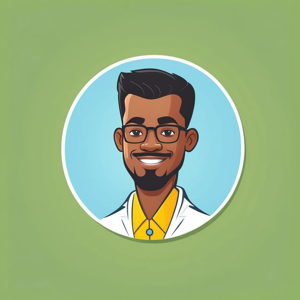 Company logo, business advisor, cartoon subsidy company, black man with short hair and animated white shirt, high resolution, high detail, cartoon style, yellow, light green and blue color, company, modern, colorful