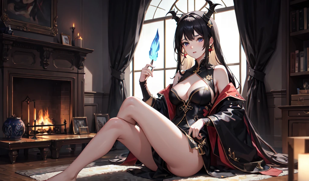 ((best quality)), ((masterpiece)), (detailed), 1girl, A woman with mysterious demonic powers,During a break,Very attractive,She is a very beautiful and healing woman.。Otherworldly Adventure