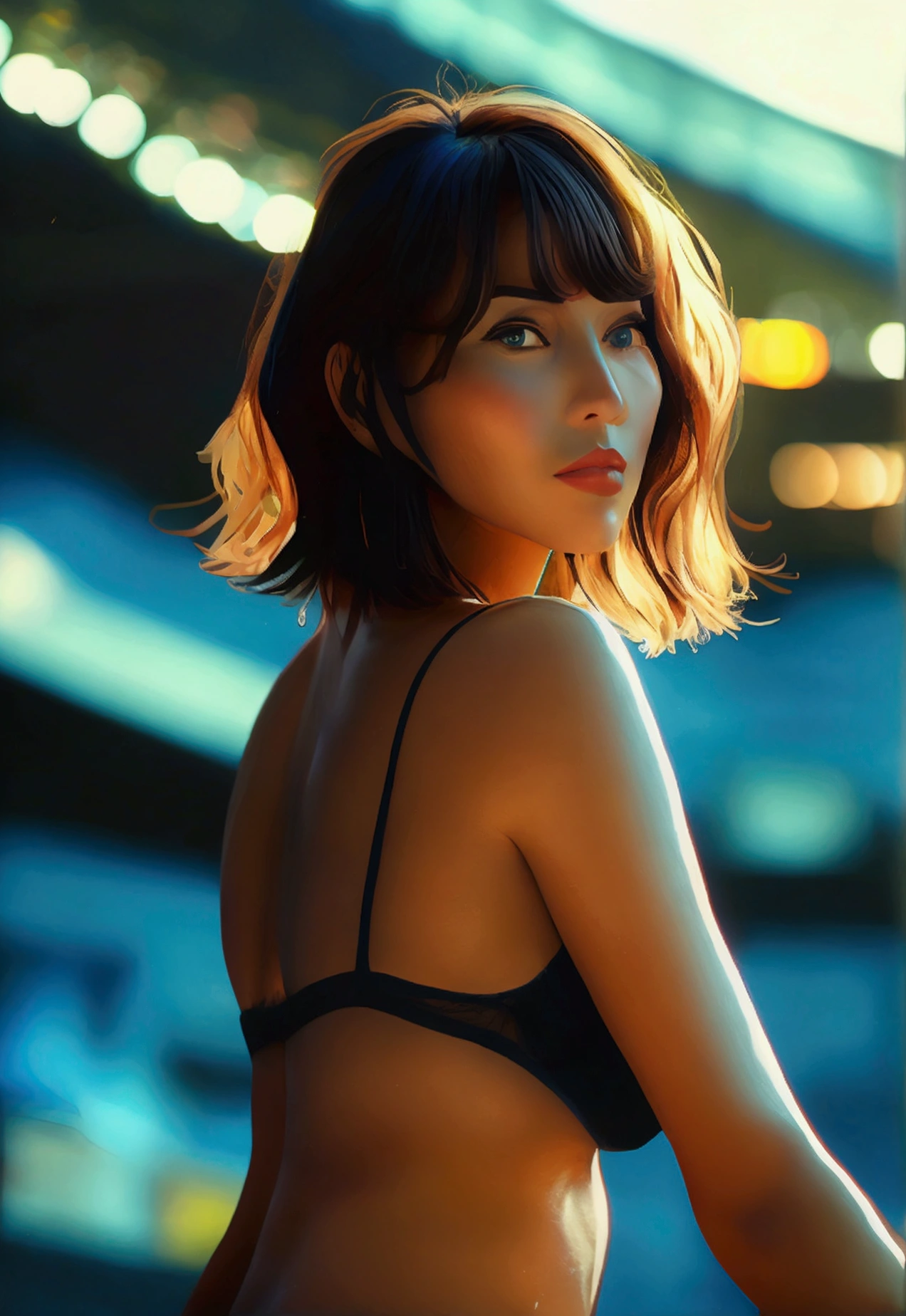 analog photo of nude sawa yasudei behind the big boss, curvy, stadium,
(full body image head to toe), full bodied portrait, female pubic hair,
(huge torpedo heavy breasts:1.1), (pubic hairs:1.4), (wide hips), high heels, open mouth,
mature female, hair bun, single hair bun,