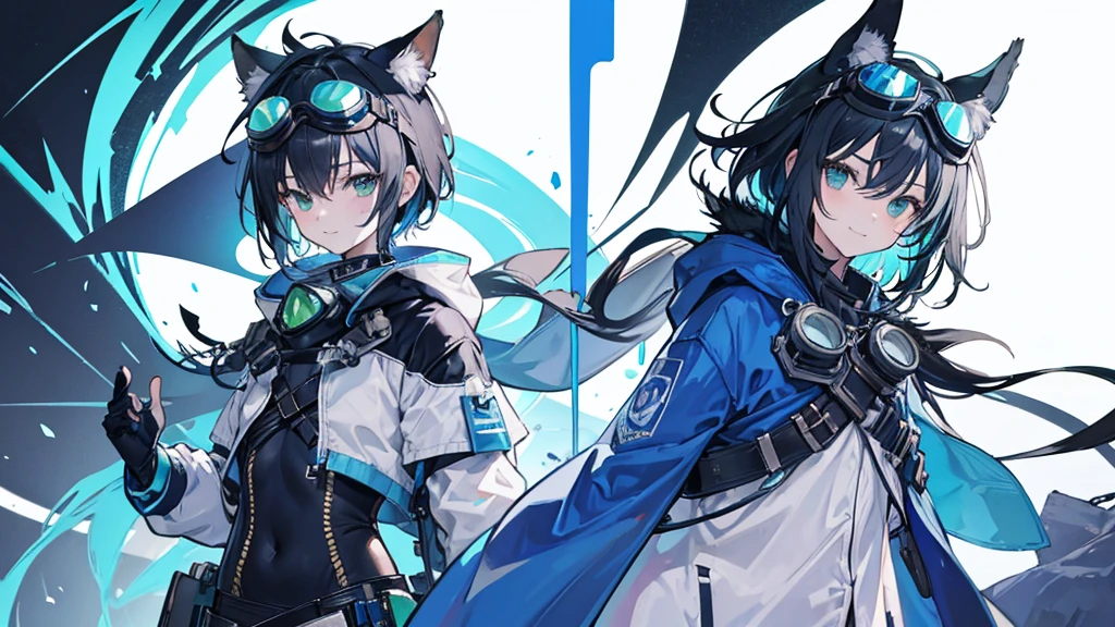 Cowboy Shot, Animal ears, Revealing clothing, (Put goggles on your head:1.3), Blue Theme, otoko no ko,, ultra detailed, masterpiece, Highest quality, beautiful, detailed,, ultra detailed, masterpiece, Highest quality, alone, smile, One girl, Green Eyes, short hair, Black Hair, bangs, Hair between the eyes, Messy Hair, (Put goggles on your head:1.2),
information
