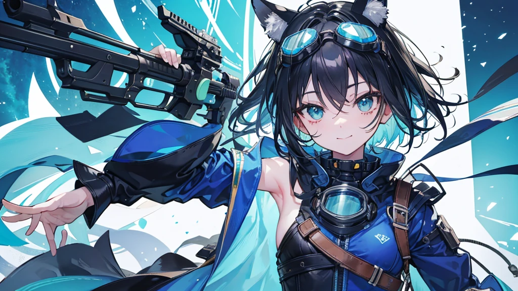 Cowboy Shot, Animal ears, Revealing clothing, (Put goggles on your head:1.3), Blue Theme, otoko no ko,, ultra detailed, masterpiece, Highest quality, beautiful, detailed,, ultra detailed, masterpiece, Highest quality, alone, smile, One girl, Green Eyes, short hair, Black Hair, bangs, Hair between the eyes, Messy Hair, (Put goggles on your head:1.2),
information
