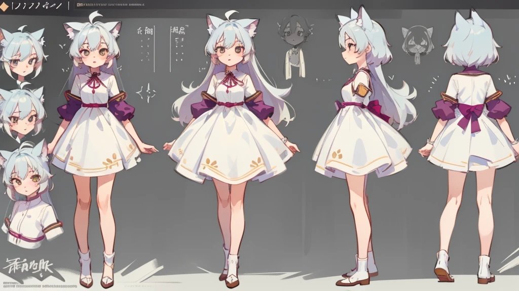 ((masterpiece, Highest quality)), ((tsurime)),Detailed face, Character Sheet, Full Body Lesbian, One girl,show,Full of details, Various poses and expressions, Very detailed, depth, A graceful wild fox girl with mostly silver hair, Sparkling eyes, Delicate skin, 青い髪のYouTuberCharacter Sheet, whole body, sexy