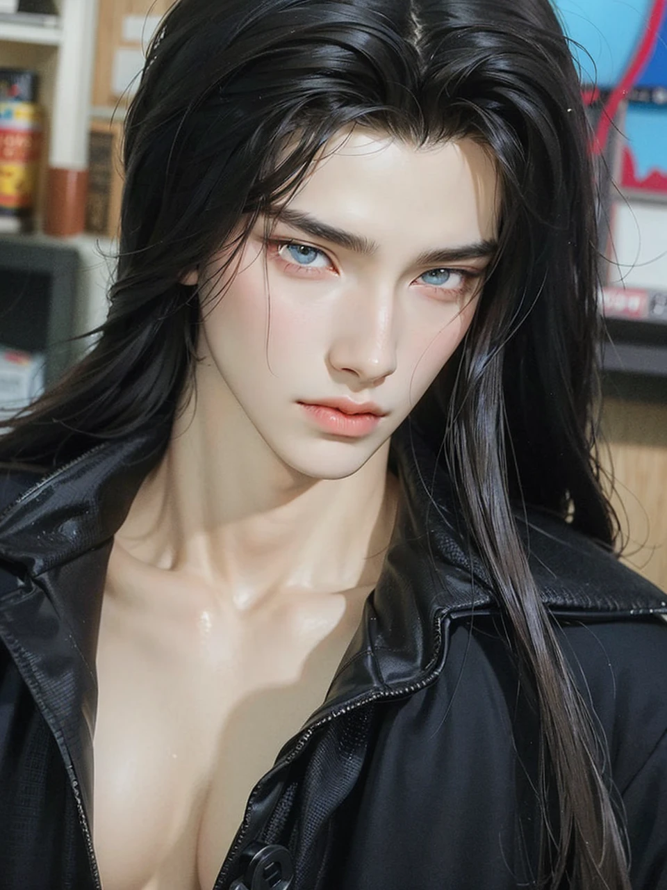 a close up of a person wearing a black hoodie and a necklace, cai xukun, Jung Jaehyun, hyung tae, Yanjun Chengt, jinyoung shin, pale korean adorable face, steven jung, Taejune Kim, everyone from the nct group, inspired by Bian Shoumin, hong june hyung, jia, hsiao-ron, ateez, san, ateez Choi san, kpop boy, korean male face