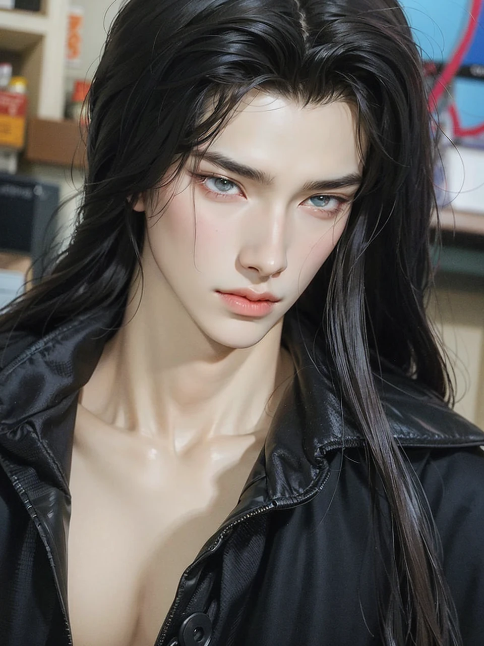 a close up of a person wearing a black hoodie and a necklace, cai xukun, Jung Jaehyun, hyung tae, Yanjun Chengt, jinyoung shin, pale korean adorable face, steven jung, Taejune Kim, everyone from the nct group, inspired by Bian Shoumin, hong june hyung, jia, hsiao-ron, ateez, san, ateez Choi san, kpop boy, korean male face 