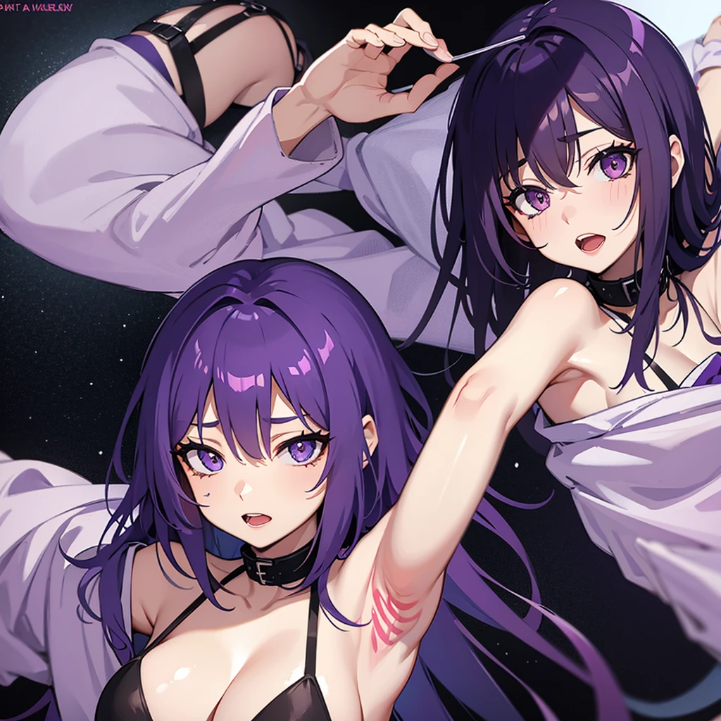 Purple hair long ahegao