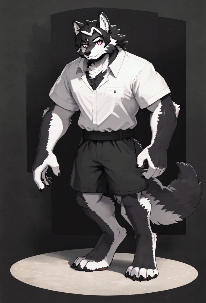(Thin arms),(Thin legs),masterpiece, best quality, Official Art, Extremely detailed CG unified 8k wallpaper, Ultra Detailed, Best Illustration, , Ink fur, hairy male, Wolf Boy, hairy, Ink fur, 1 Boy,, male focus,, Striped hair, Wolf ears, Animal ears, Single speaker, Ink fur, Bangs, dark hair, White highlights, Medium Hair, Solitary, Ink tail,hairy尾巴,(Black pupil),High target,(campus),,barefoot,(Sexy),((High target and strong)),side,(Delicate eyes:1.2),Inky eyes,male,Solitary,(Inky pupils),(Detailed face),(Sharp eyes),Permanent,(Detailed hands),(Foot details),aldult,type,Moderate,Long legs,(Detailed fingers),(Delicate eyes),(White shirt),(Black shorts),easy,(Big Bag)