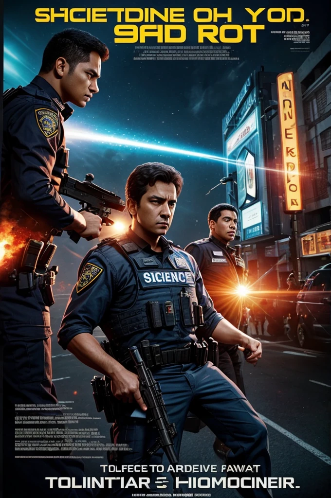 Science fiction movie poster with Arrest Guy as the main character
