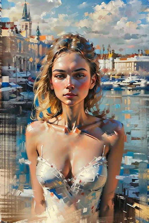 Masterpiece cinematic photo, photograph cinematic photo a russian beauty , ultra detailed, ultra sharp, ((best quality, symmetry)), ((masterpiece)), ((realistic)), (highly detailed, fine details, intricate), Stands on the embankment of Moscow. cityscape background, photograph, film, bokeh, professional, 16k , oil painting,