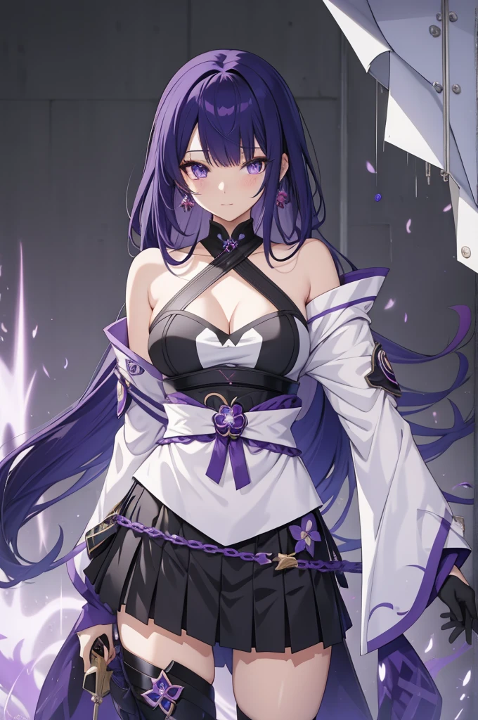 anime girl with purple hair and black clothes standing in front of a white background, ayaka genshin impact, seductive anime girl, ayaka game genshin impact, badass anime 8 k, female action anime girl, portrait knights of zodiac girl, best anime 4k konachan wallpaper, keqing from genshin impact, female anime character, anime moe artstyle, one eye completely covered by hair