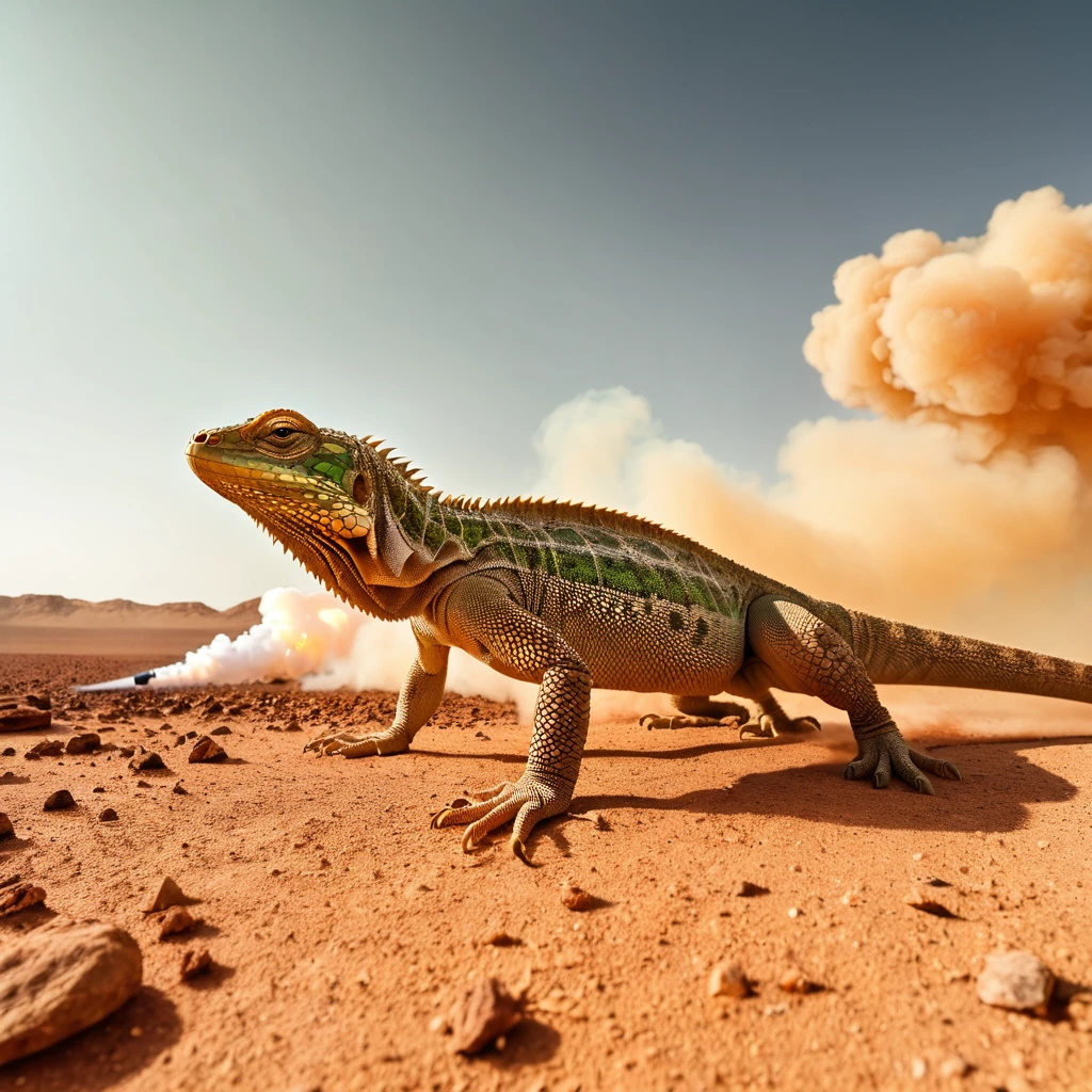 Big lizard (lizard) ((lizard)) big lizard smoke cigaret (smoke cigaret) on the planet mars (mars planet) ((big lizard smoke cigaret)) 8k, hdr, epic realistic photographie ((8k)) Ultra quality 8k