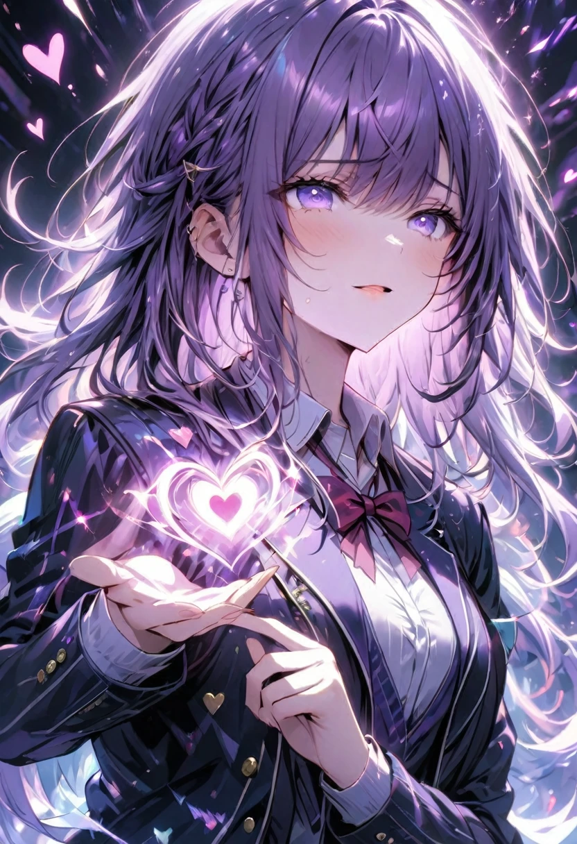Couple, high school student, School, love confession, heart, purple, magic