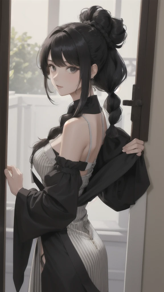 (masterpiece), (best quality), {girl|lady}, looking at viewer, {day|night}, {indoors|outdoors},
{Long hair with natural waves|Shaggy cut|Long bold side bangs|Curly hair|Neat ponytail|Sleek pixie cut|High top knot with twist braids|Voluminous updo|Undercut}