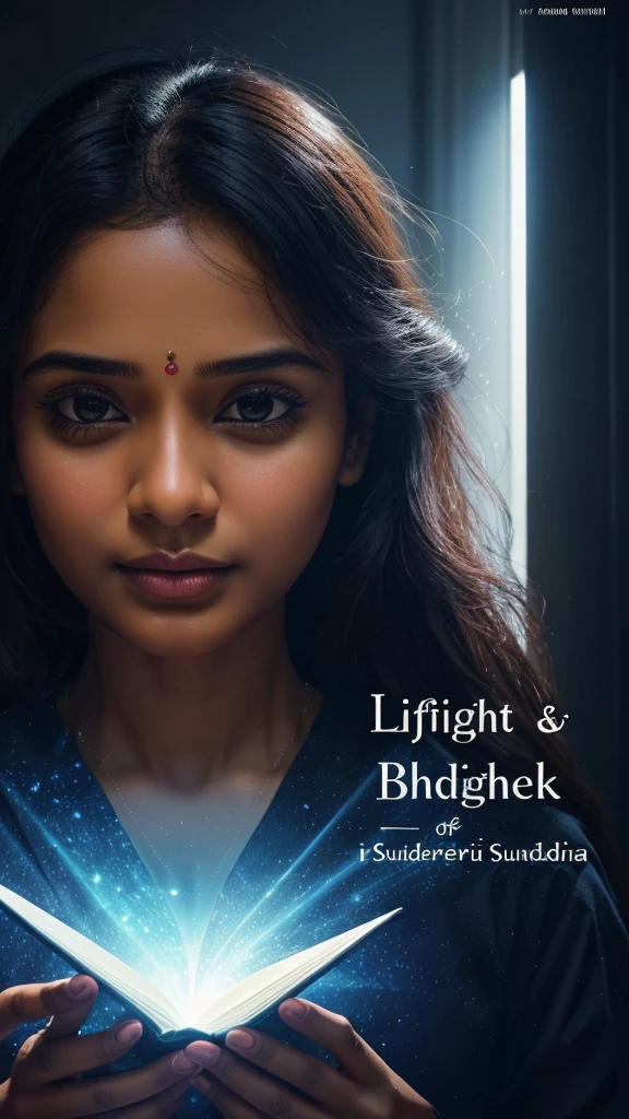 Create a beautiful ai ebook cover with title of the book "Light and Shadows" with subtitle "A tale of dual realities" with 5 stars written by K Sudheendra Nayak. Let the cover be true to the title and subtitles. Let the title subtitle and name of the author be correct.
