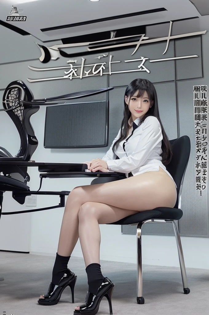 ((Highest quality、、Representative works details、Ultra-high resolution))、(Group photo)、(Looking at the audience)、(Mid Shot:)、Attractive business woman、1 person、A little chubby:0.25、White collar shirt、Grey Skirt、(sitting cross-legged on a chair))、smile、president's office、Large Bust、mini skirt、Panties Run-6500-v1.1、(RAW Photos:1.2)。
(Photorealism)。(Genuine:1.4)。One Girl、Perfect full body anatomy23years old、Looking at the camera。Black knee-high socks are perfect、Delicate and beautiful。。、There is always one Nike logo visible on the socks.。The socks are of super high quality。The two legs are beautifully placed.、The entire sock is always visible。Medium Long Hair、Best Check。((Changes in the meeting room:1.3) )。(Wearing surreal black socks with the Nike logo on them:Black Nike socks close up 1.2)。(Black stiletto heels)。Stiletto heels are beautiful all the way to the toes、
(Business services)、Asian Eyes Era、Wear:Beautiful black Nike thigh-high socks