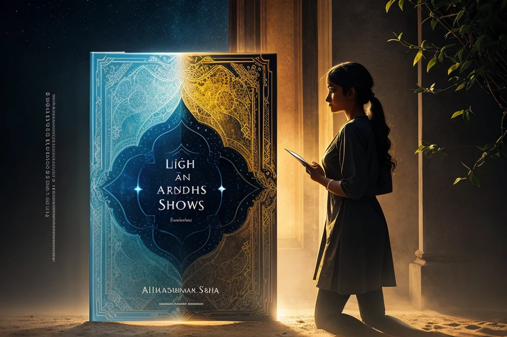 Create a beautiful ai ebook cover with title of the book "Light and Shadows" with subtitle "A tale of dual realities" written by K Sudheendra Nayak. Let the graphics and image be stick to title