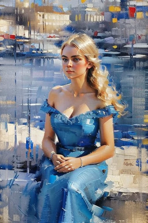 Masterpiece cinematic photo, photograph cinematic photo a russian beauty ,big blue eyes, blonde, ultra detailed, ultra sharp, ((best quality, симметрия)), ((masterpiece)), Stands on the embankment of Moscow.  cityscape background, photograph, film, bokeh, professional, 16k , oil painting, 