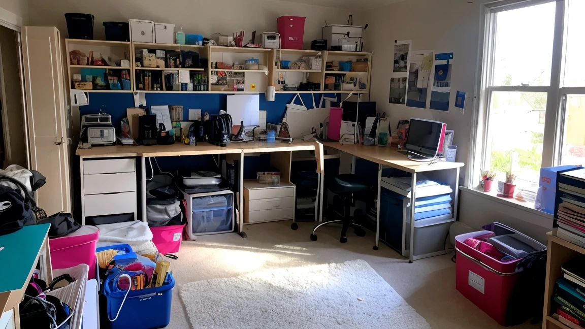 very untidy room , lit visible , realistic