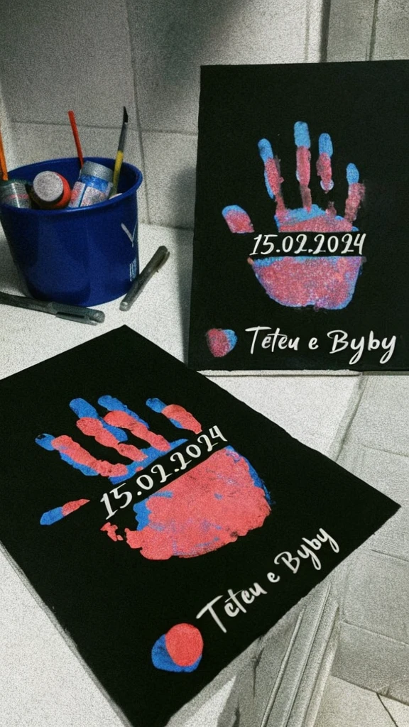 Pictures written with handprints