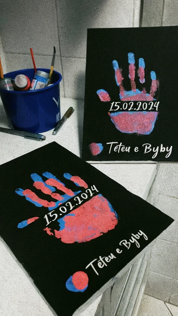 Pictures written with handprints