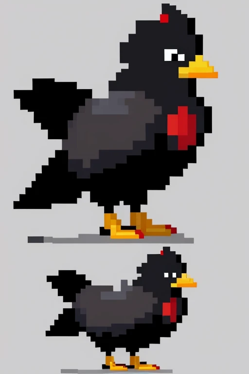 pixel art icon of a black chicken