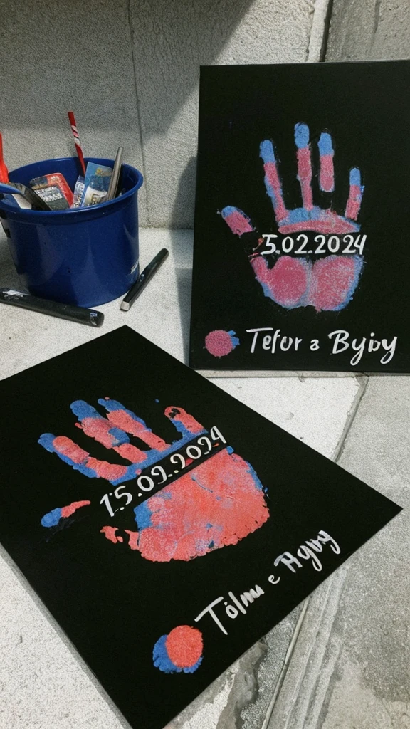 Pictures written with handprints