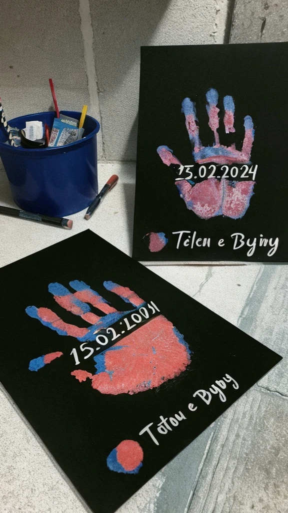 Pictures written with handprints 