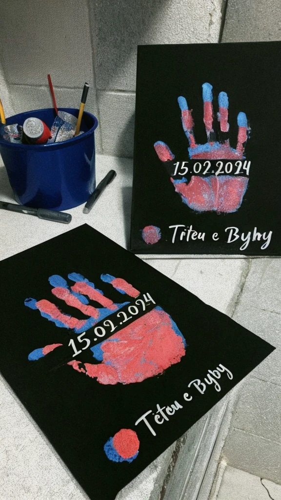 Pictures written with handprints 