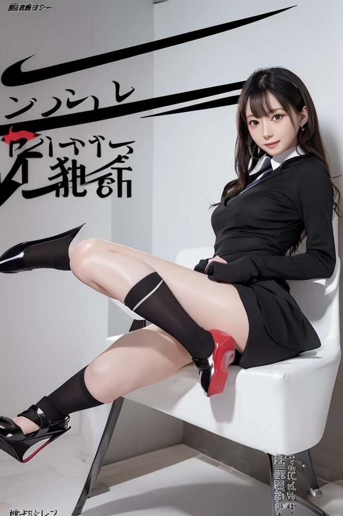 (Highest quality、、Details of representative works、Ultra-high resolution))、(Group photo)、(Watch the audience)、(Mid Shot:)、Charming business woman、1 person :0.25、White collar shirt、Grey Skirt、(Sitting with legs open on a chair))、smile、president's office、Large Bust、mini skirt、Panty Run-6500-v1.1、(RAW Photos:1.2)。
(Photorealism)。(Genuine:1.4)。A perfect 23 year old with a full body anatomy、Looking at the camera。The black knee-high socks are perfect.、Delicate and beautiful。。、There is always one Nike logo on the socks。The socks are of super high quality。The two legs are beautifully arranged。、The entire sock is always visible。Medium Long Hair、Best Check。((Change meeting room:1.3) )。(Wearing surreal black socks with the Nike logo on them:Black Nike socks close up 1.2)。(Black stiletto heels)。The stiletto heels are beautiful all the way to the toes.、
(Business services)、Asian Eyes Era、Wear:Beautiful black Nike thigh-high socks